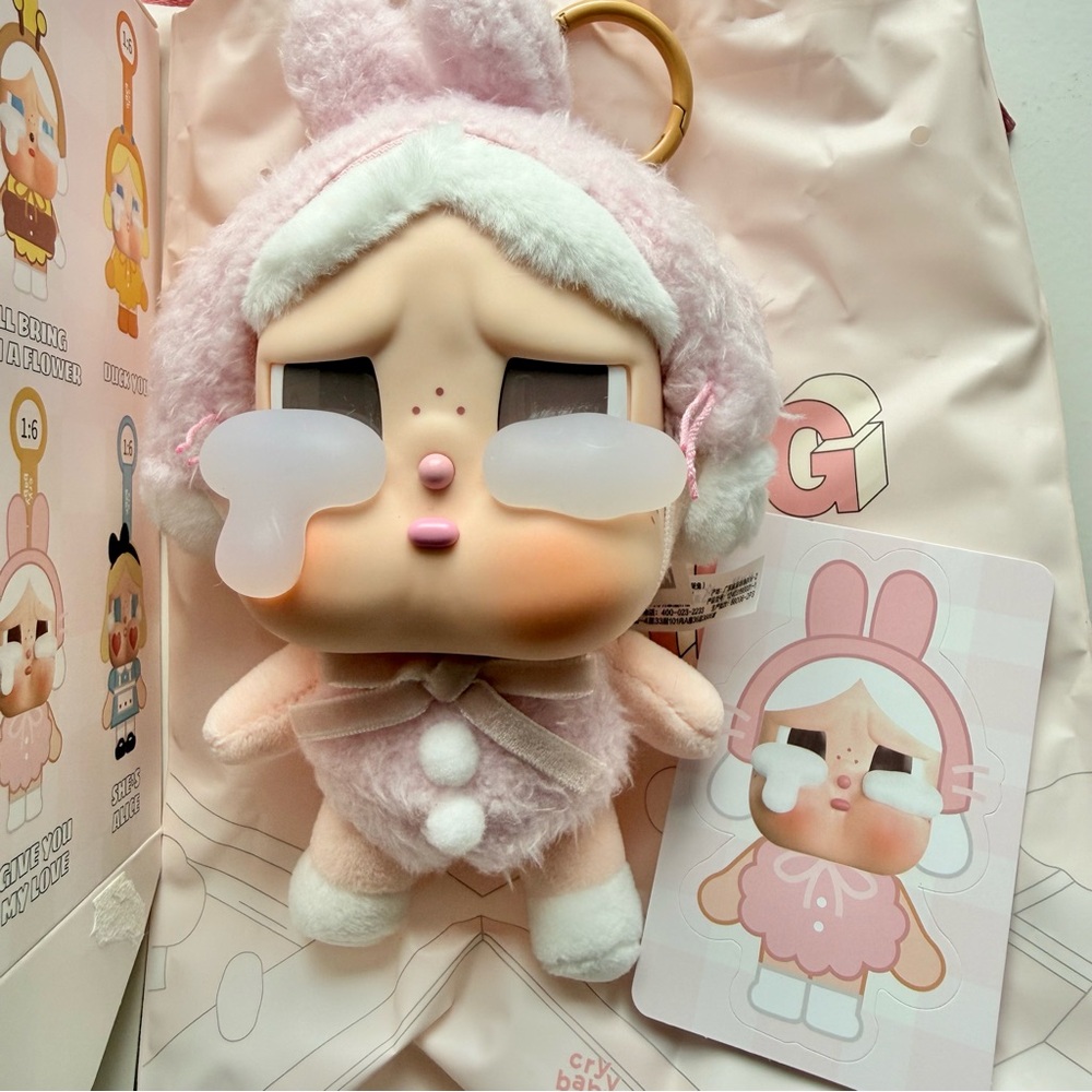 OPEN BOX Pop Mart Crybaby Crying Again I’ll Give You All My Love Plush Bunny - Picture 3 of 9